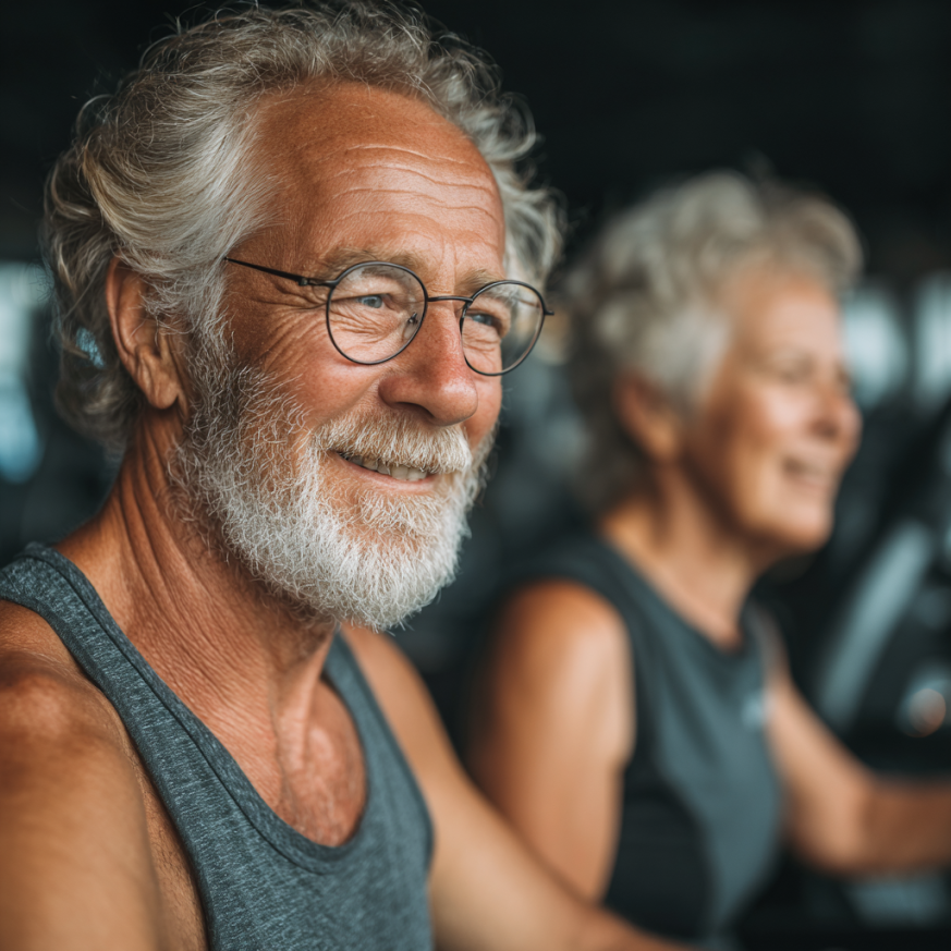 Активні літні люди займаються фітнесом